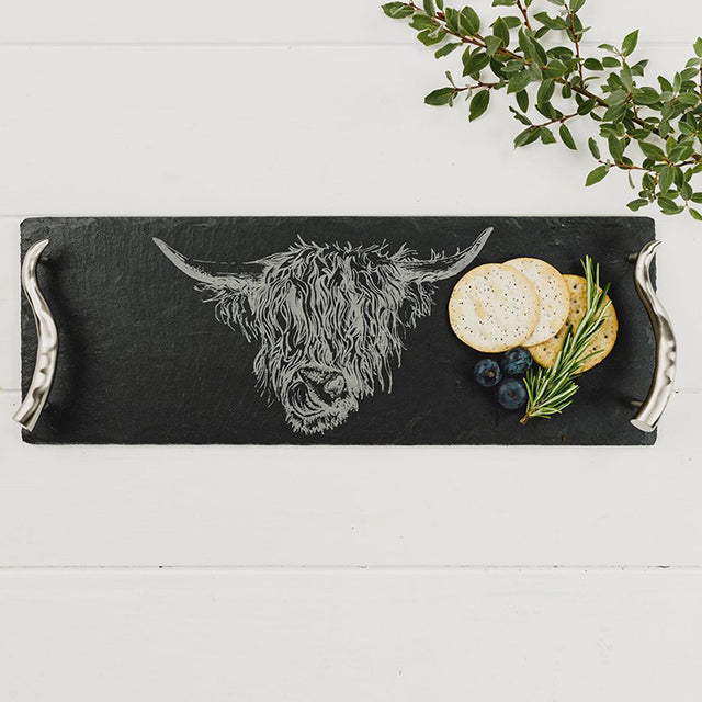 Selbrae House Small Slate Serving Tray, Highland Cow