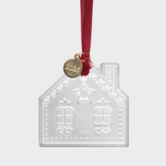 Orrefors Annual Holiday Ornament Gingerbread House 2025, Clear
