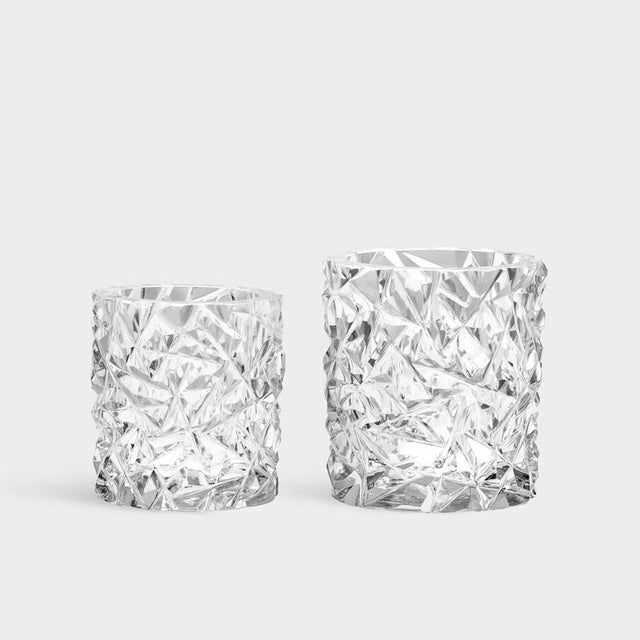 Orrefors Carat Votives, 80mm & 93mm, Set of 2