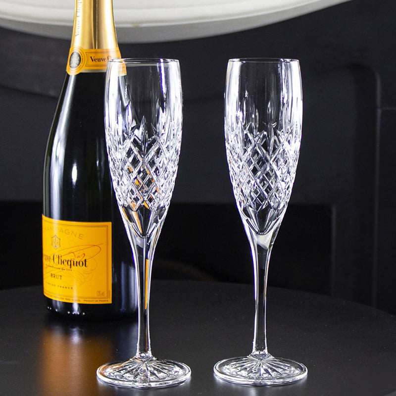 Royal Scot Crystal London 4 Crystal Champagne Flutes, 218mm