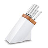 Sabatier Arles White & Olive Wood Knife Block - Includes 5 Ideal Toque White Knives