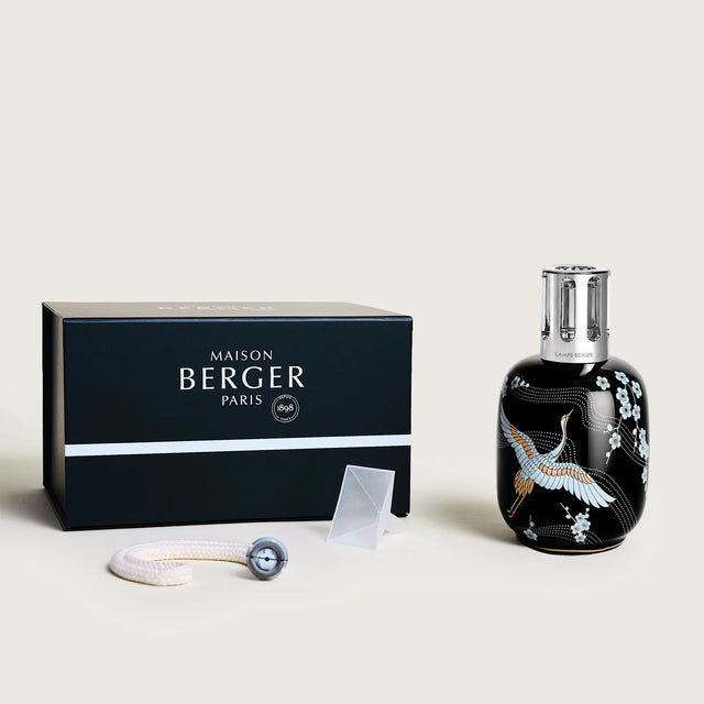 Black Lamp Berger diffuser bottle with gift box and included accessories