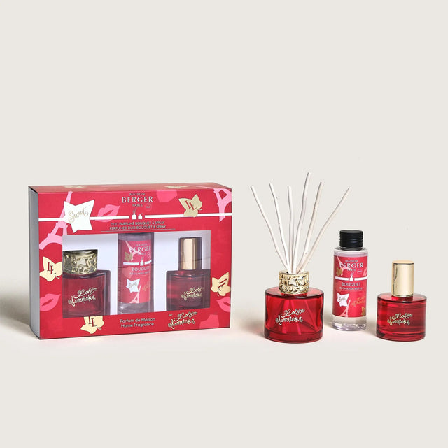 Maison Berger Paris fragrance gift set box with red glass reed diffuser and bottles