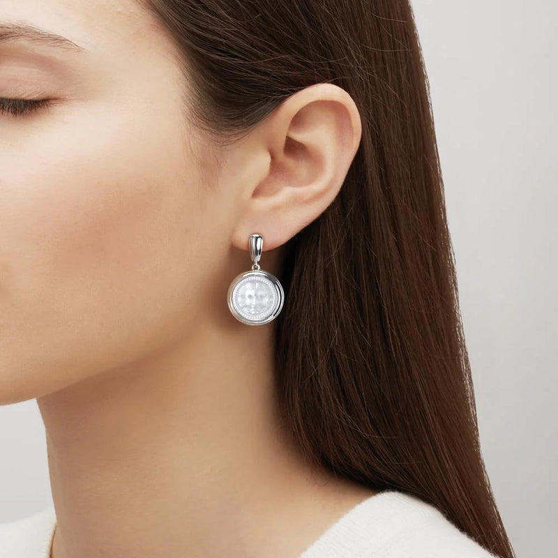 Lalique Arethuse Round Earrings, Silver