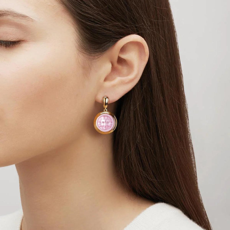 Lalique Arethuse Round Earrings, Pink Luster