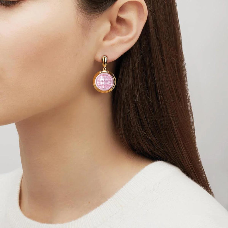 Lalique Arethuse Round Earrings, Pink Luster
