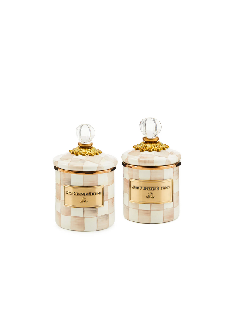 Mackenzie-Childs Mocha Check Mini Canister