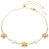 Swarovsli Idyllia necklace, Crystal pearl, Mixed cuts, Flower, Multicolored, Gold-tone plated