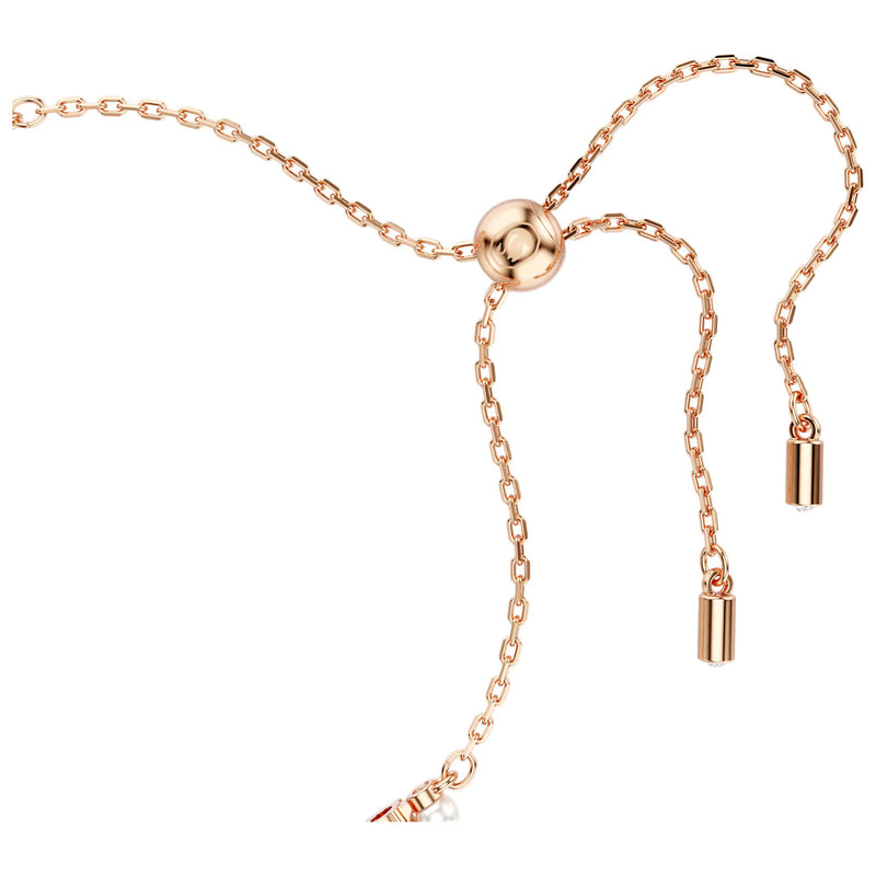 Swarovski Matrix Tennis bracelet, Crystal pearl, Round cuts, White, Rose gold-tone plated