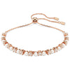 Swarovski Matrix Tennis bracelet, Crystal pearl, Round cuts, White, Rose gold-tone plated