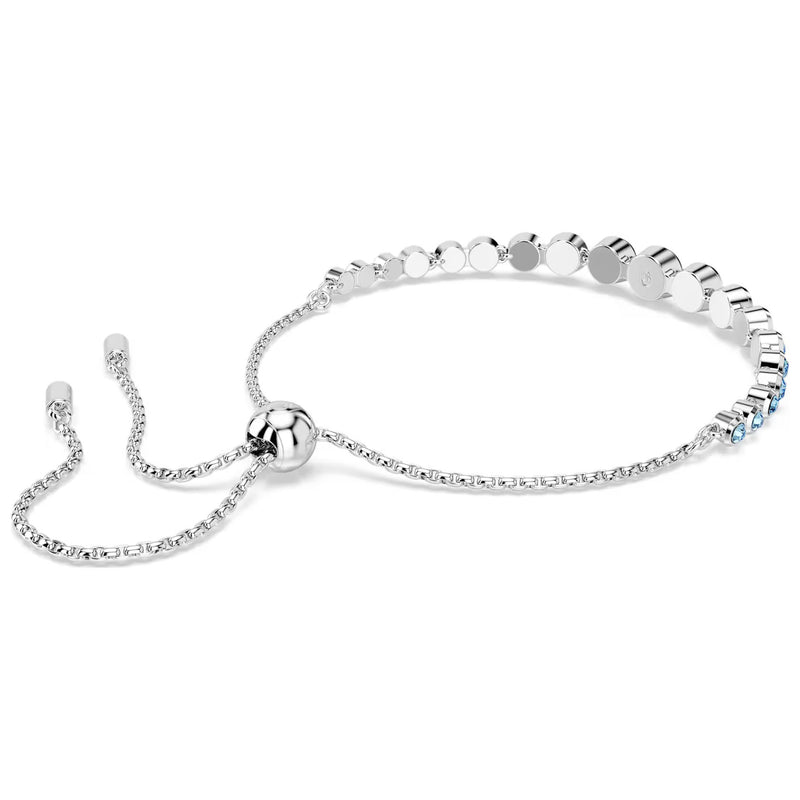 Swarovski Imber Tennis bracelet, Mixed round cuts, Blue, Rhodium plated