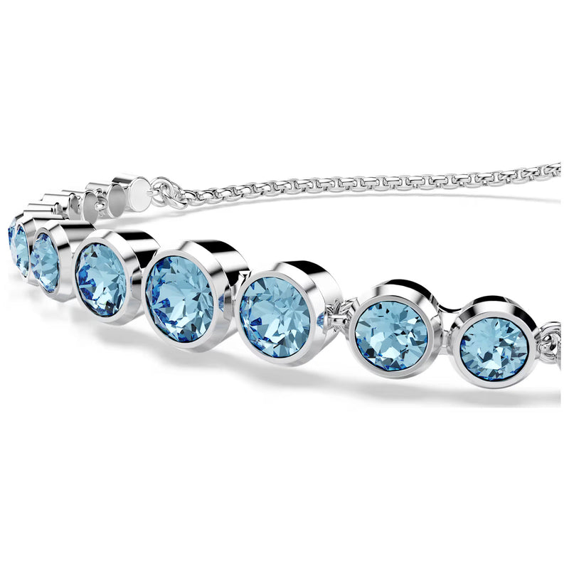 Swarovski Imber Tennis bracelet, Mixed round cuts, Blue, Rhodium plated