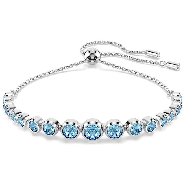 Swarovski Imber Tennis bracelet, Mixed round cuts, Blue, Rhodium plated