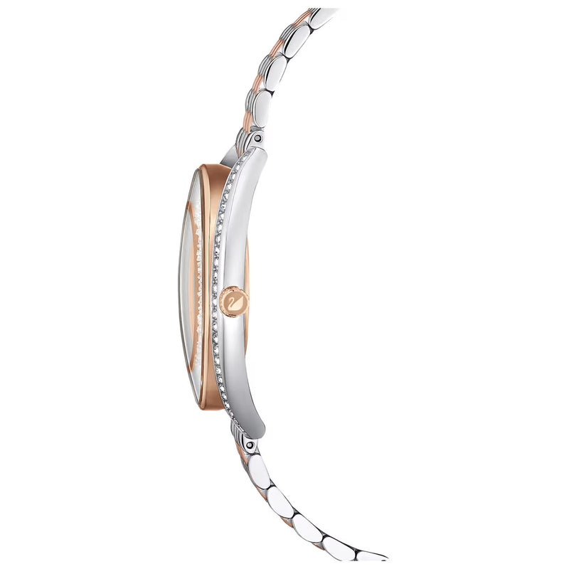 Swarovski Crystalline aura watch, Swiss Made, Metal bracelet, Rose gold tone, Mixed metal finish