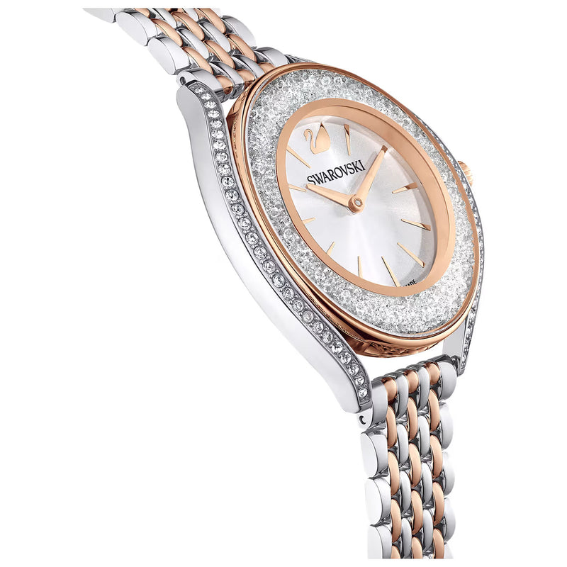 Swarovski Crystalline aura watch, Swiss Made, Metal bracelet, Rose gold tone, Mixed metal finish