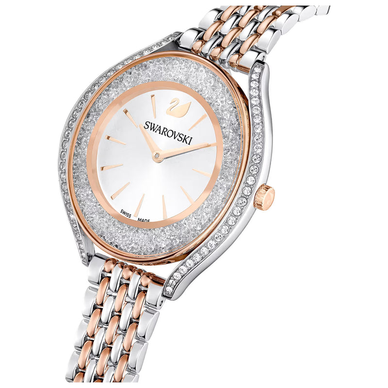 Swarovski Crystalline aura watch, Swiss Made, Metal bracelet, Rose gold tone, Mixed metal finish