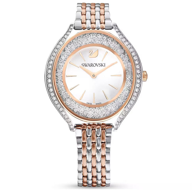 Swarovski Crystalline aura watch, Swiss Made, Metal bracelet, Rose gold tone, Mixed metal finish