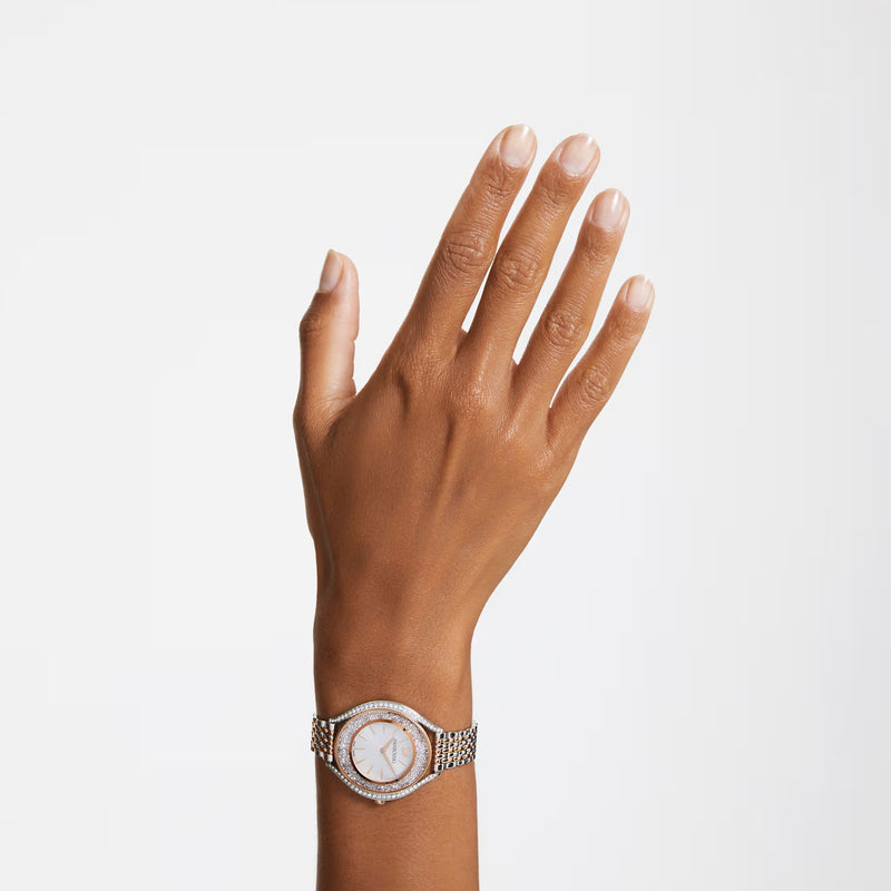 Swarovski Crystalline aura watch, Swiss Made, Metal bracelet, Rose gold tone, Mixed metal finish