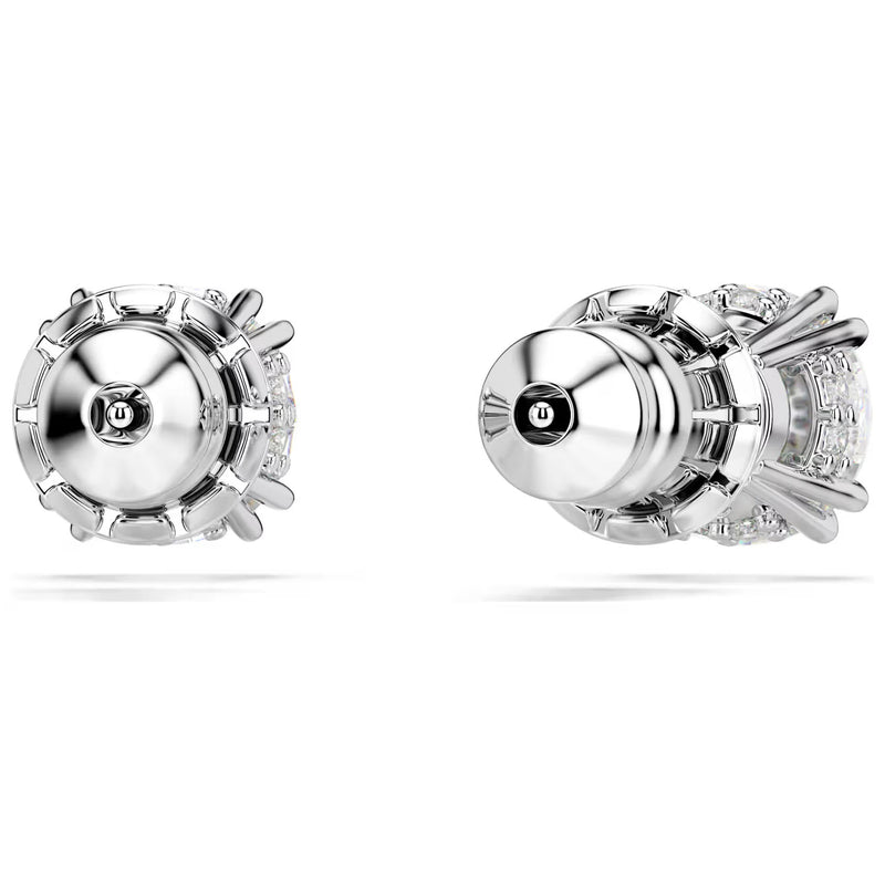 Swarovski Stilla stud earrings, Round cut, White, Rhodium plated