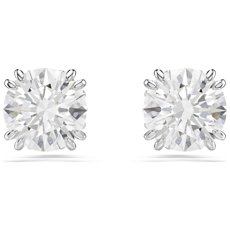 Swarovski Stilla stud earrings, Round cut, White, Rhodium plated