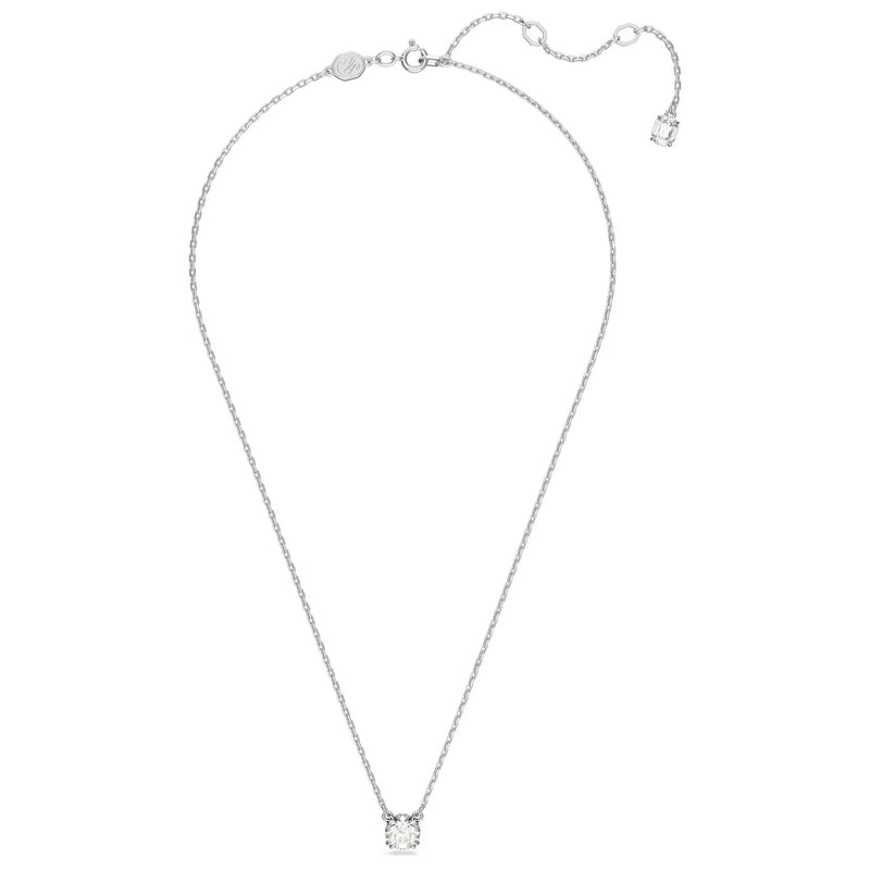 Swarovski Stilla pendant, Round cut, White, Rhodium plated