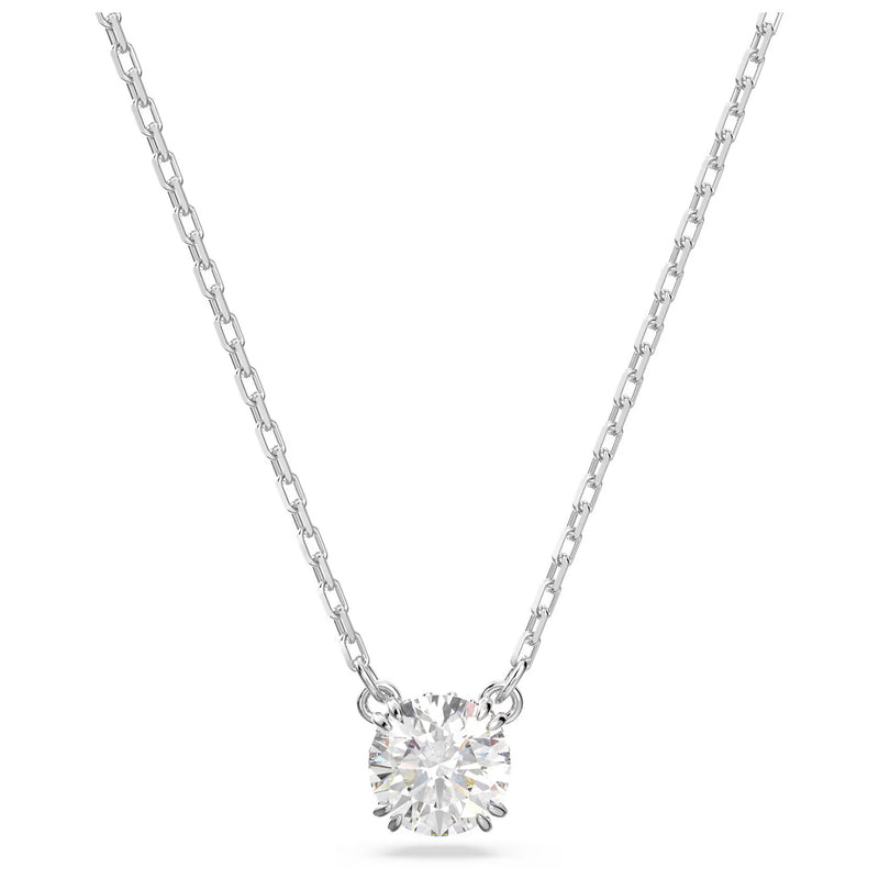 Swarovski Stilla pendant, Round cut, White, Rhodium plated