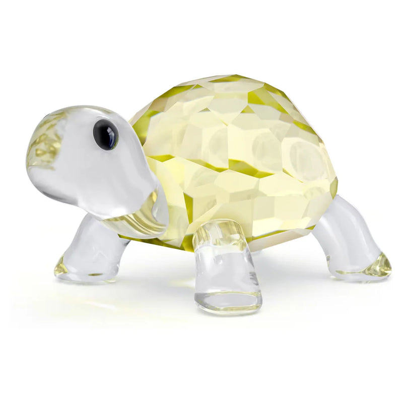 Tortoise figurine with a large pale yellow faceted crystal shell and translucent legs