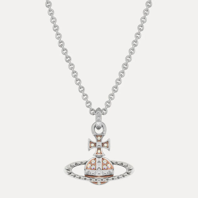 Vivienne Westwood Mayfair Silver/Pink Pendant, Rhodium Plated