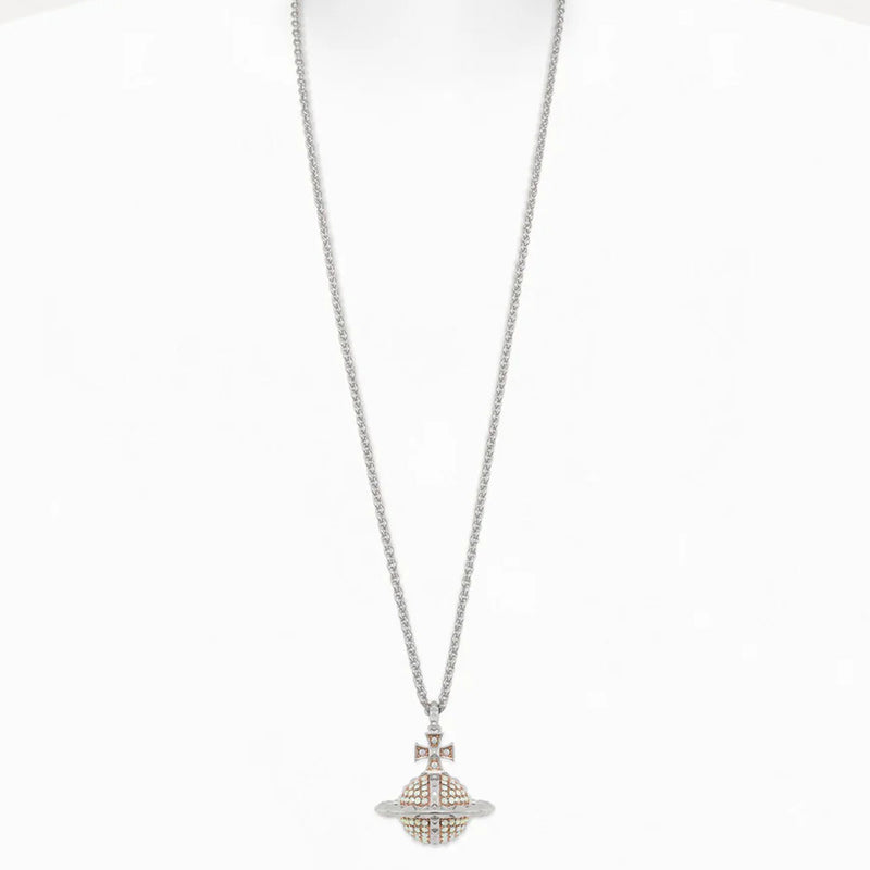 Vivienne Westwood Mayfair Large Silver/Rose Gold Orb Pendant, Rhodium Plated