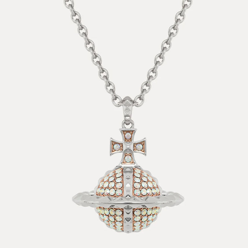 Vivienne Westwood Mayfair Large Silver/Rose Gold Orb Pendant, Rhodium Plated