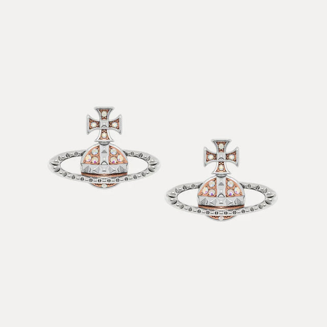 Vivienne Westwood Mayfair Bas Relief Silver/Pink Earrings, Rhodium Plated