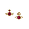 Vivienne Westwood London Red Orb Earrings, Gold Plated