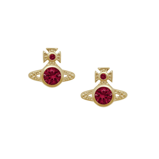 Vivienne Westwood London Red Orb Earrings, Gold Plated
