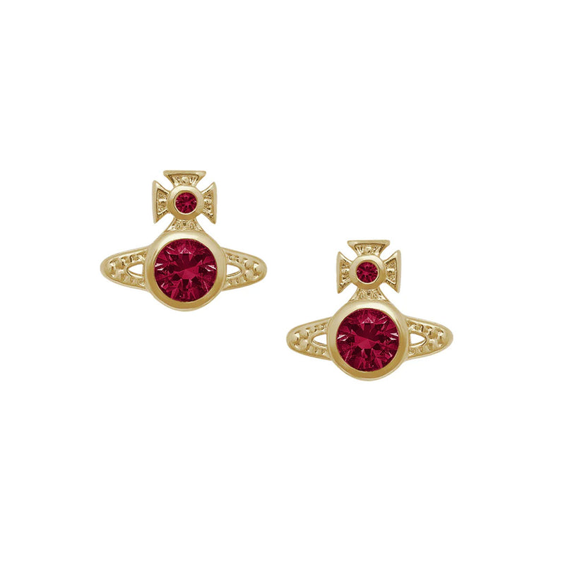 Vivienne Westwood London Red Orb Earrings, Gold Plated