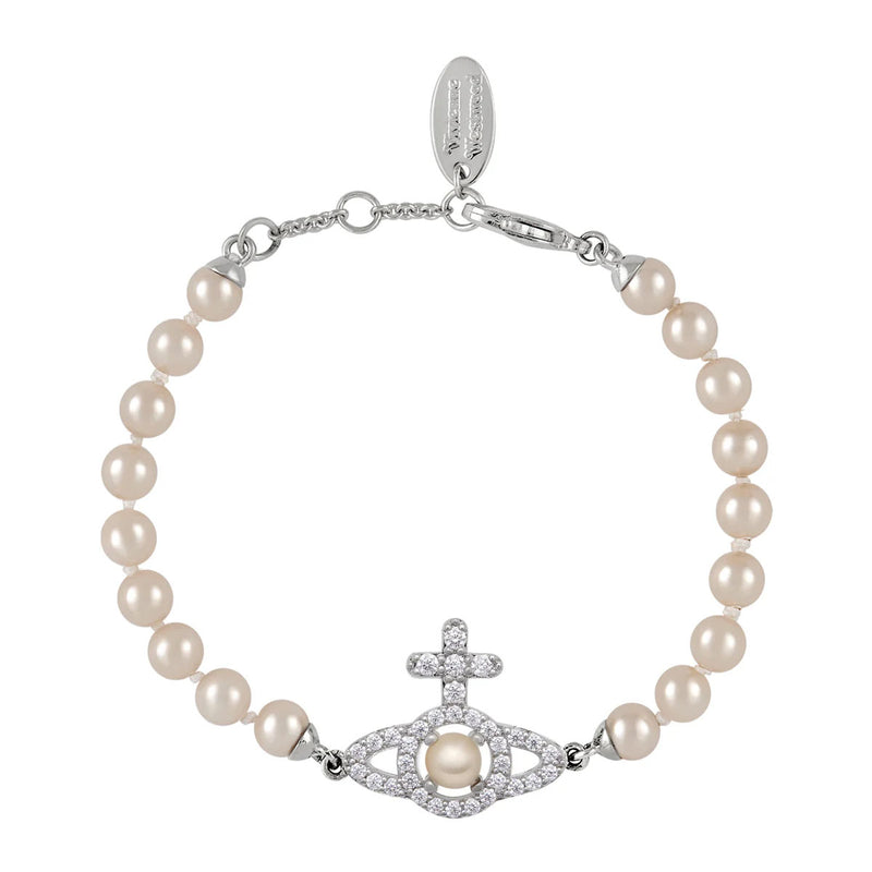 Vivienne Westwood Olympia Pearl Bracelet, Rhodium Plated