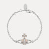 Vivienne Westwood Mayfair Bas Relief Silver/Pink Bracelet, Rhodium Plated