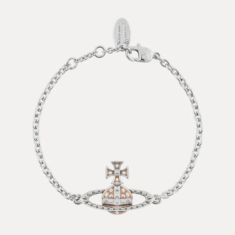 Vivienne Westwood Mayfair Bas Relief Silver/Pink Bracelet, Rhodium Plated