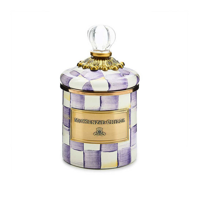 Mackenzie Childs Violet Check Mini Canister