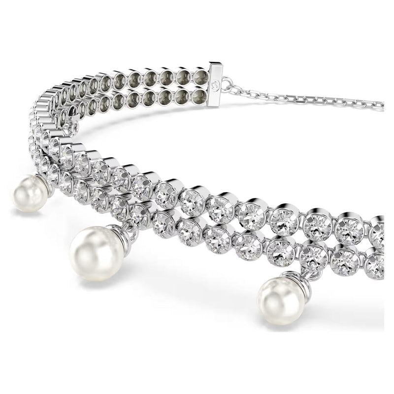 Swarovski x Ariana Grande Capsule Pearl Bracelet, White, Rhodium Plated, Medium