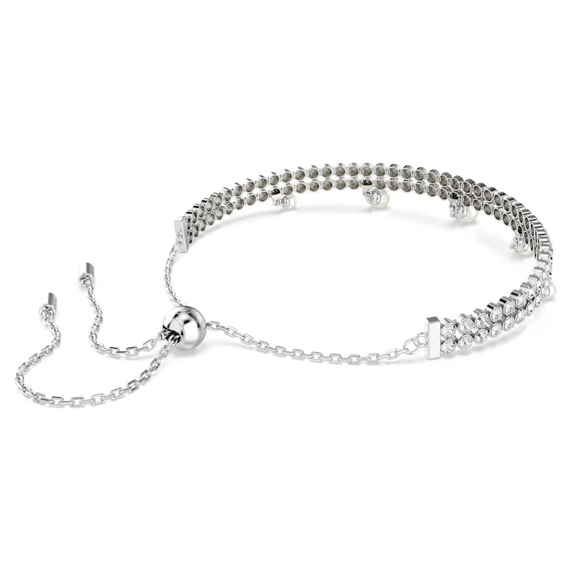 Swarovski x Ariana Grande Capsule Pearl Bracelet, White, Rhodium Plated, Medium