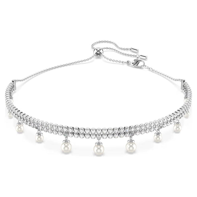 Swarovski x Ariana Grande Capsule Pearl Choker, White, Rhodium Plated