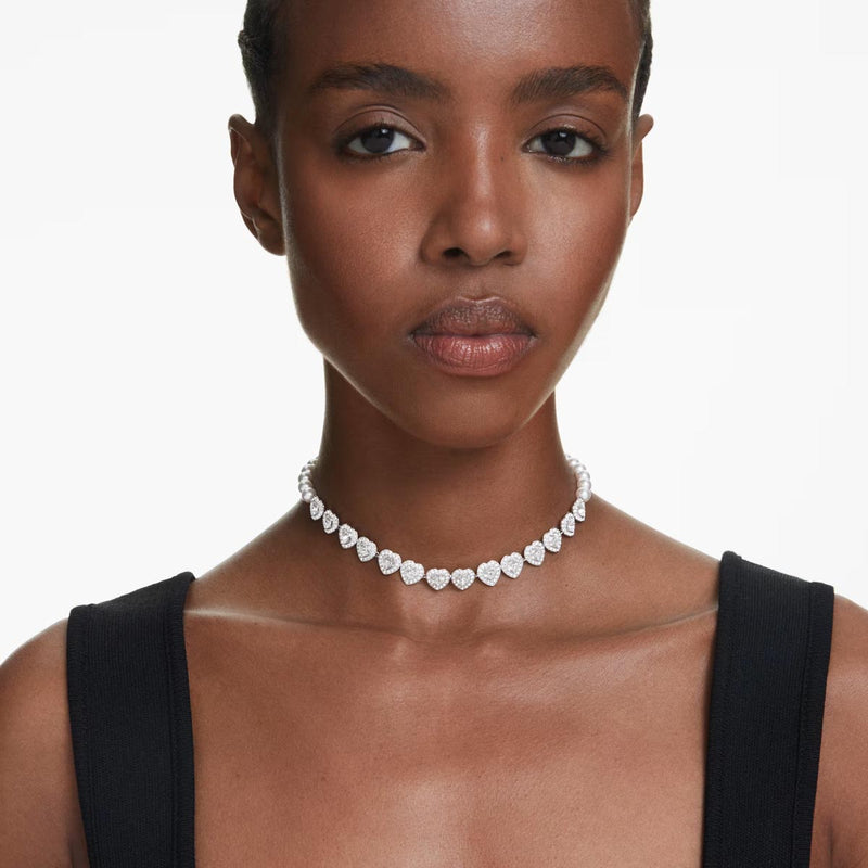 Swarovski x Ariana Grande Capsule Angelic Choker, White, Rhodium Plated