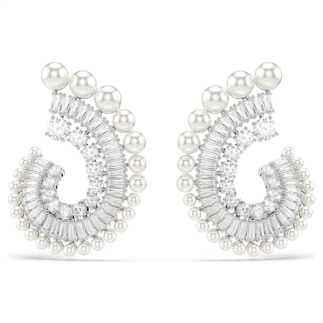 Swarovski x Ariana Grande Capsule Pearl Earrings, White, Rhodium Plated