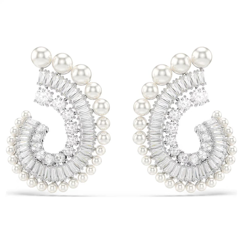 Swarovski x Ariana Grande Capsule Pearl Earrings, White, Rhodium Plated