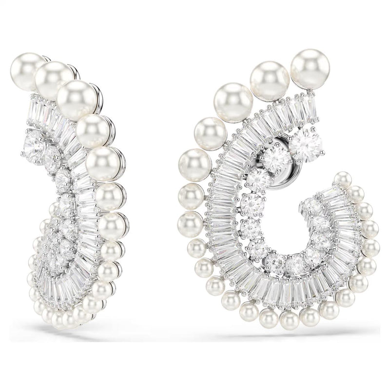 Swarovski x Ariana Grande Capsule Pearl Earrings, White, Rhodium Plated