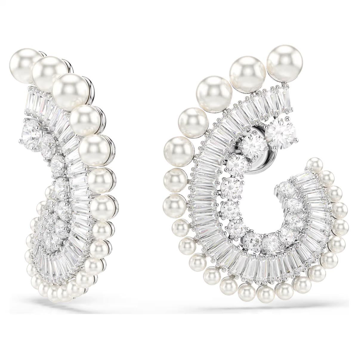 5720869 Swarovski Capsule Pearl Earrings, White, Rhodium Plated – David Shuttle Ltd