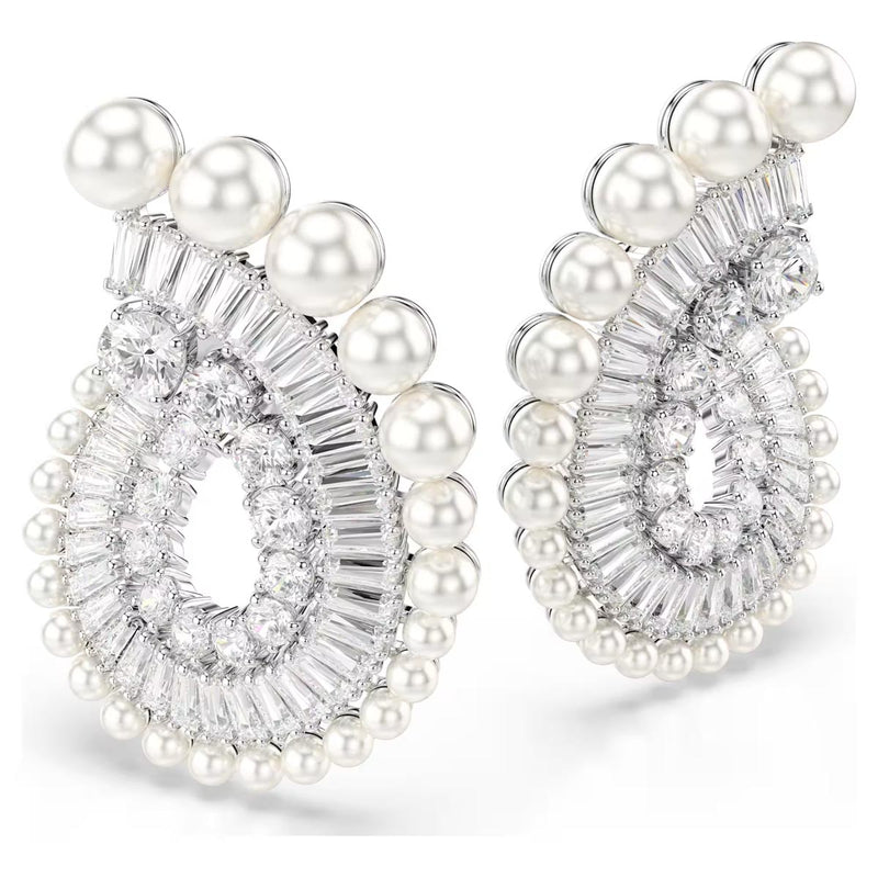 Swarovski x Ariana Grande Capsule Pearl Earrings, White, Rhodium Plated