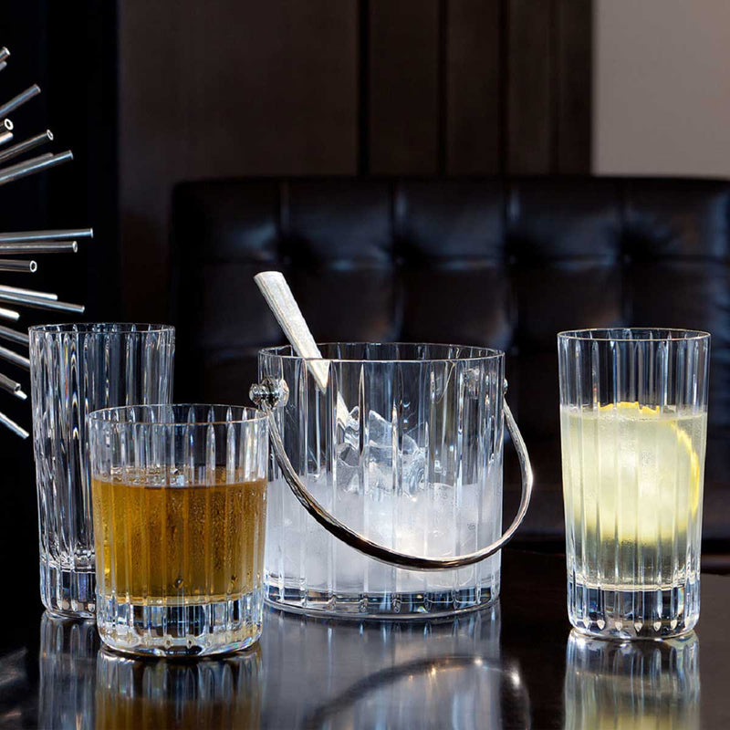 Baccarat Harmonie Highball Glasses displayed with Baccarat Harmonie Ice Bucket