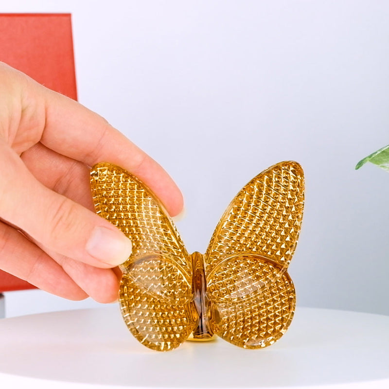  with Baccarat Papillon Lucky Diamond Gold box and plant in the background