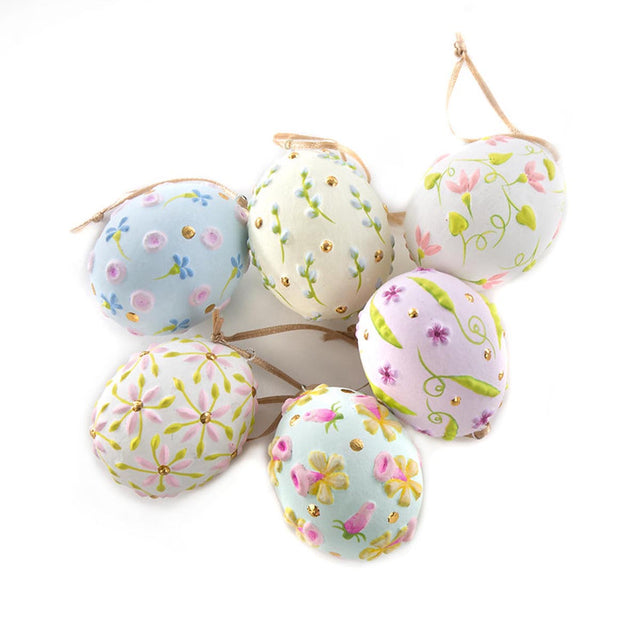 Mackenzie-Childs Patience Brewster Pastel Floral Eggs, Set of 6